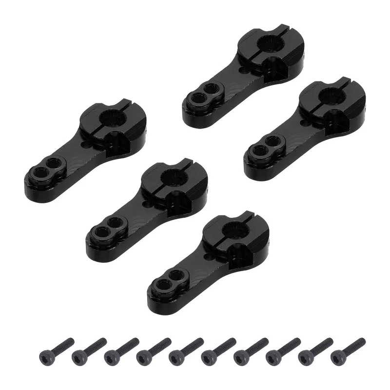 5 Pcs Aluminum Servo Horn 25T Steering Arm 35mm Length Black Suitable for DIY RC Car/Boat/Airplanes Boat Model Accessories with 2 Pcs Screws