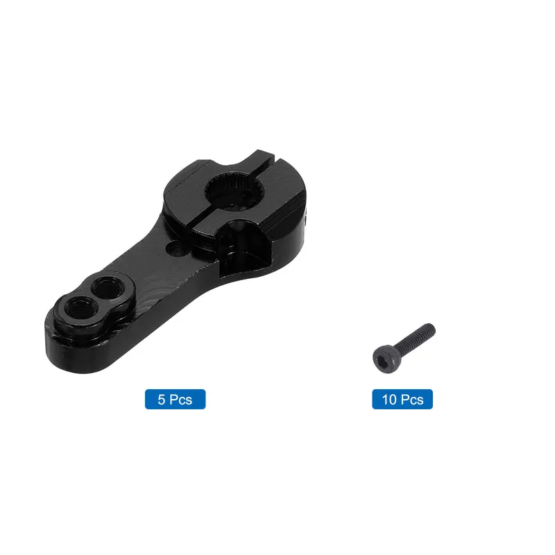 5 Pcs Aluminum Servo Horn 25T Steering Arm 35mm Length Black Suitable for DIY RC Car/Boat/Airplanes Boat Model Accessories with 2 Pcs Screws