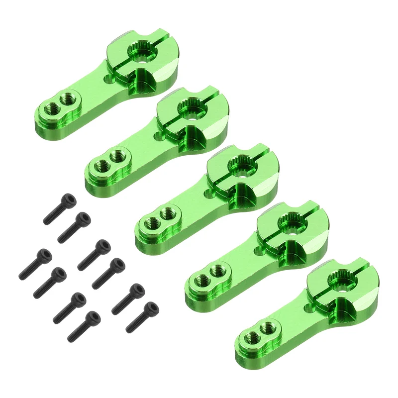 5 Pcs Aluminum Servo Horn 25T Steering Arm 35mm Length Green