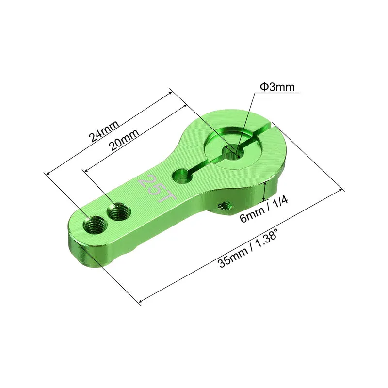 5 Pcs Aluminum Servo Horn 25T Steering Arm 35mm Length Green