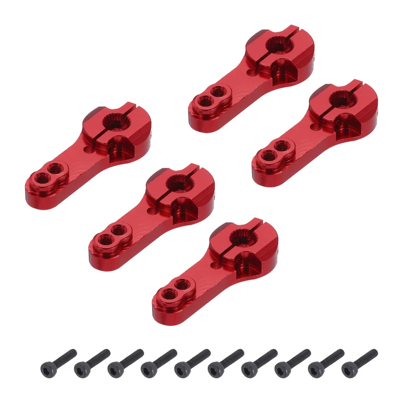 5 Pcs Aluminum Servo Horn 25T Steering Arm 35mm Length Red