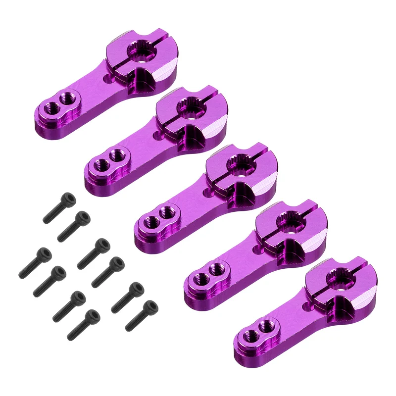 5 Pcs Aluminum Servo Horn 25T Steering Arm 35mm Length Purple