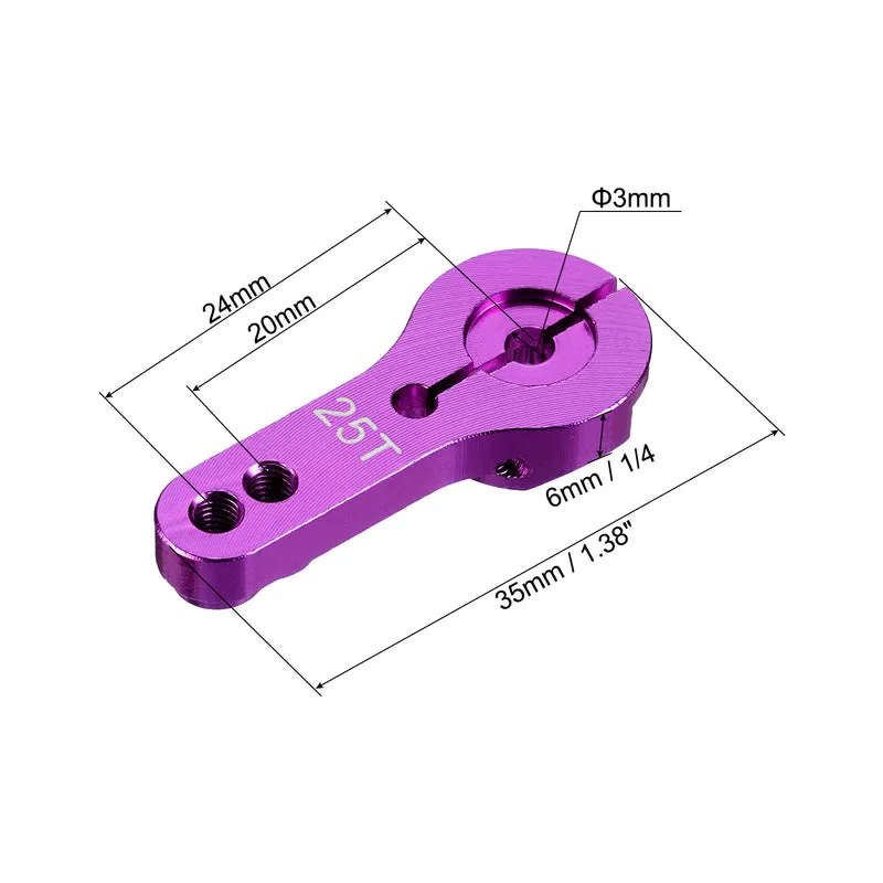 5 Pcs Aluminum Servo Horn 25T Steering Arm 35mm Length Purple