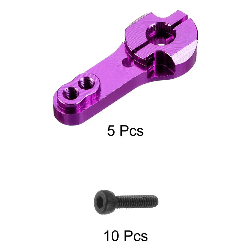 5 Pcs Aluminum Servo Horn 25T Steering Arm 35mm Length Purple