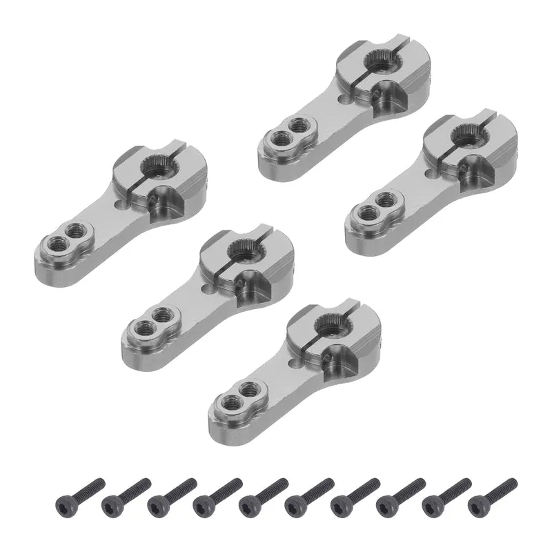 5 Pcs Aluminum Servo Horn 25T Steering Arm 35mm Length Bright Gray Suitable for DIY RC Car/Boat/Airplanes Boat Model Accessories with 2 Pcs Screws