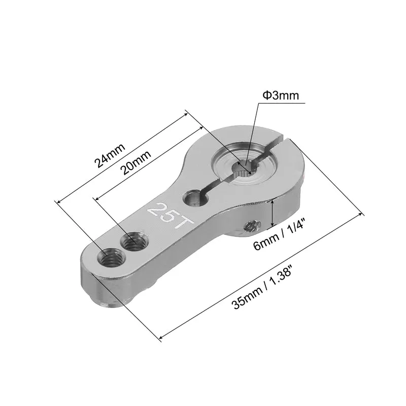 5 Pcs Aluminum Servo Horn 25T Steering Arm 35mm Length Bright Gray Suitable for DIY RC Car/Boat/Airplanes Boat Model Accessories with 2 Pcs Screws