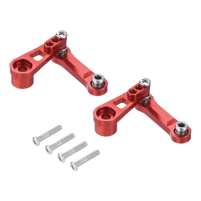 2 Set Aluminum Servo Horn 1/18 Pull Rod Steering Arm 25T 3mm ID Red