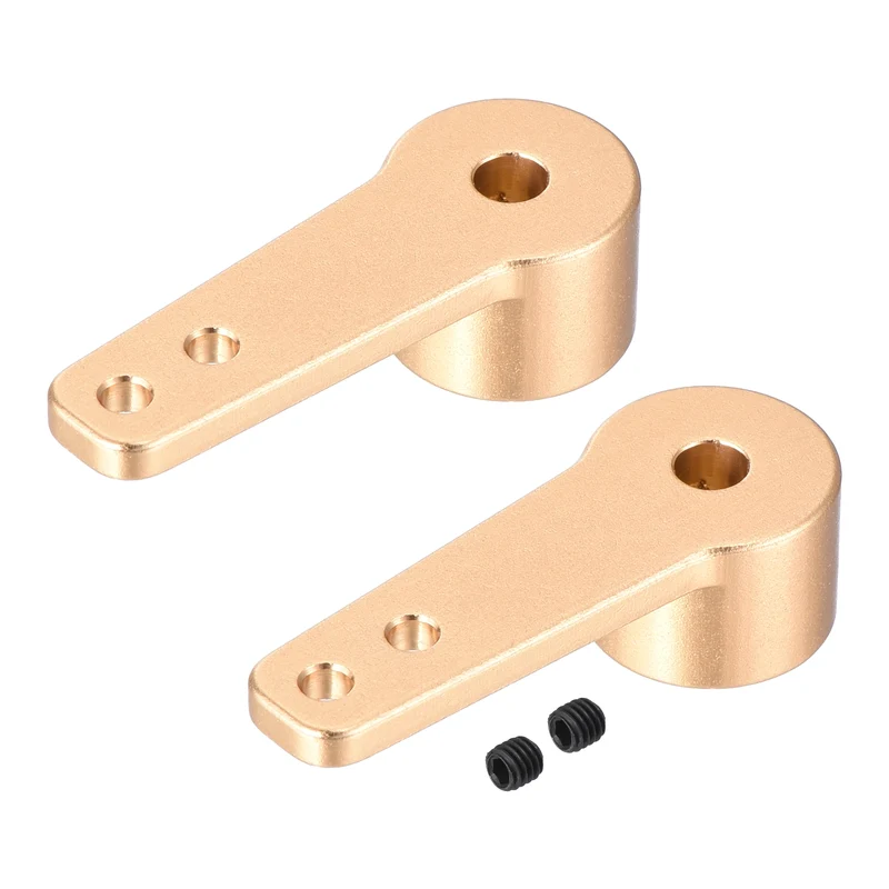 2 Pcs Aluminum Servo Horn Single Steering Arm 3.1mm ID Gold with 2pcs Screws