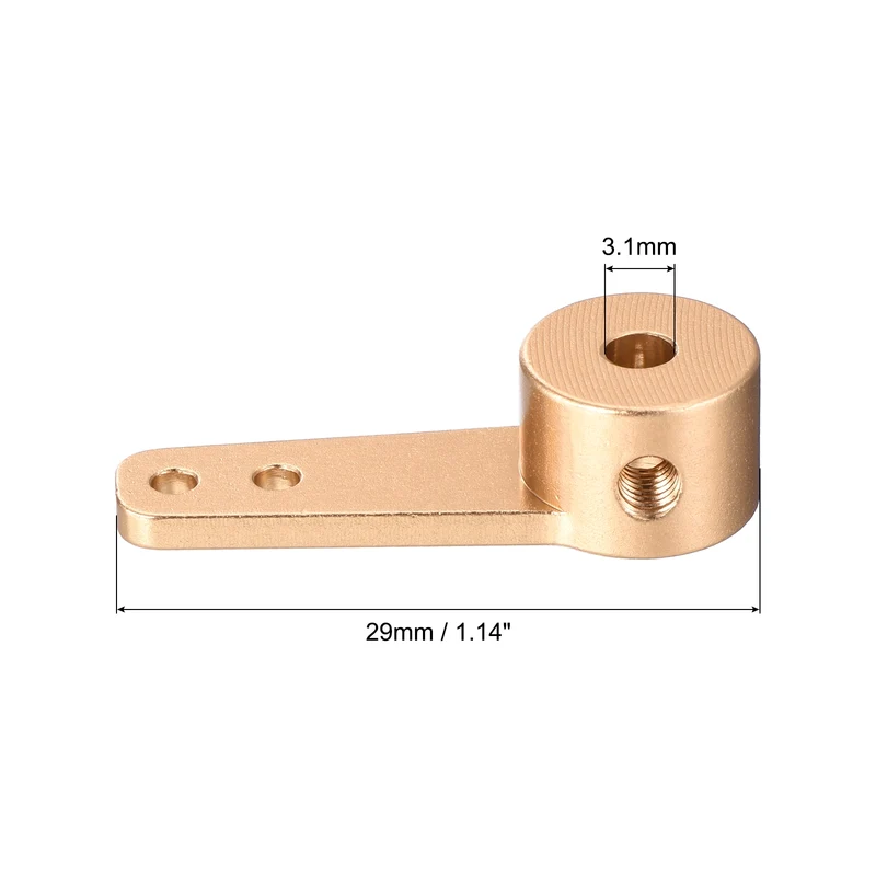 2 Pcs Aluminum Servo Horn Single Steering Arm 3.1mm ID Gold with 2pcs Screws