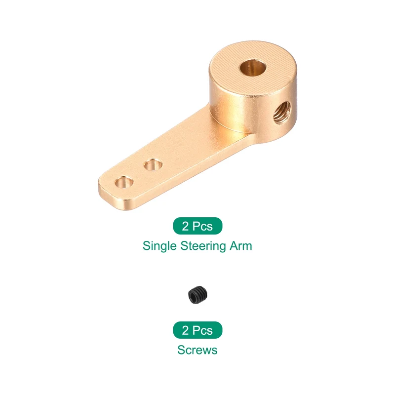 2 Pcs Aluminum Servo Horn Single Steering Arm 3.1mm ID Gold with 2pcs Screws