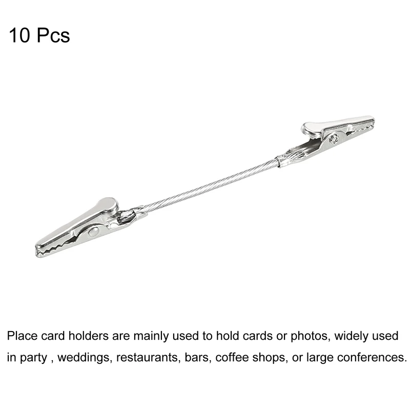 Place Card Holder with 2 Alligator Clip Table Number Holder Silver Tone 10 Pack