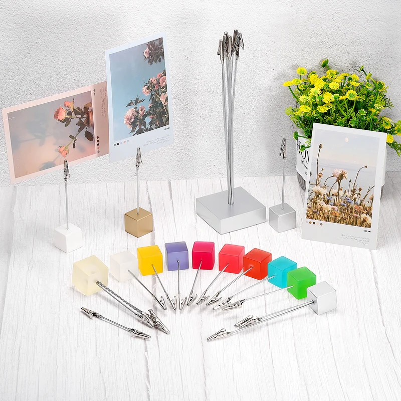 Place Card Holder with 2 Alligator Clip Table Number Holder Silver Tone 10 Pack