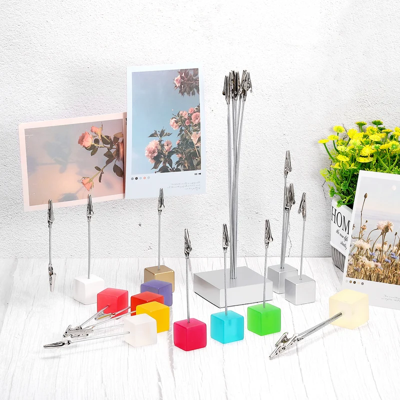 Place Card Holder with 2 Alligator Clip Table Number Holder Silver Tone 10 Pack