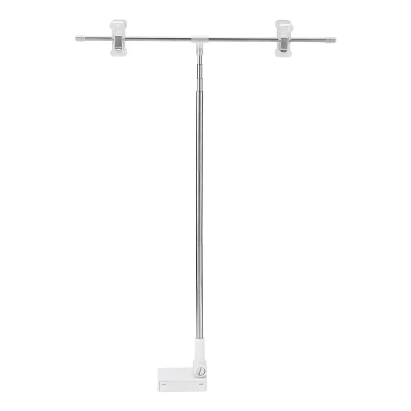 T Shape Sign 4 Section Adjustable Advertising Stand, Desktop Stainless Steel Advertising Display Holder with Clip