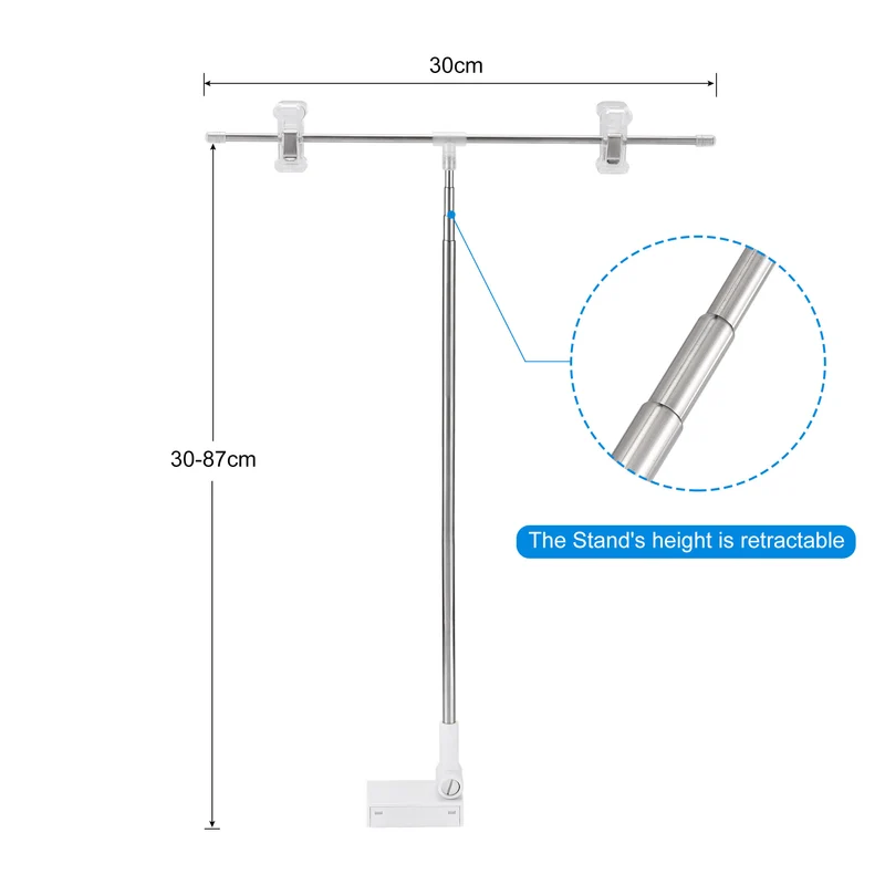 T Shape Sign 4 Section Adjustable Advertising Stand, Desktop Stainless Steel Advertising Display Holder with Clip