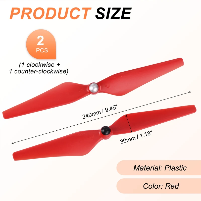 2Pcs 9Inch Plastic Propellers Self-Tightening for Phantom 3 Red