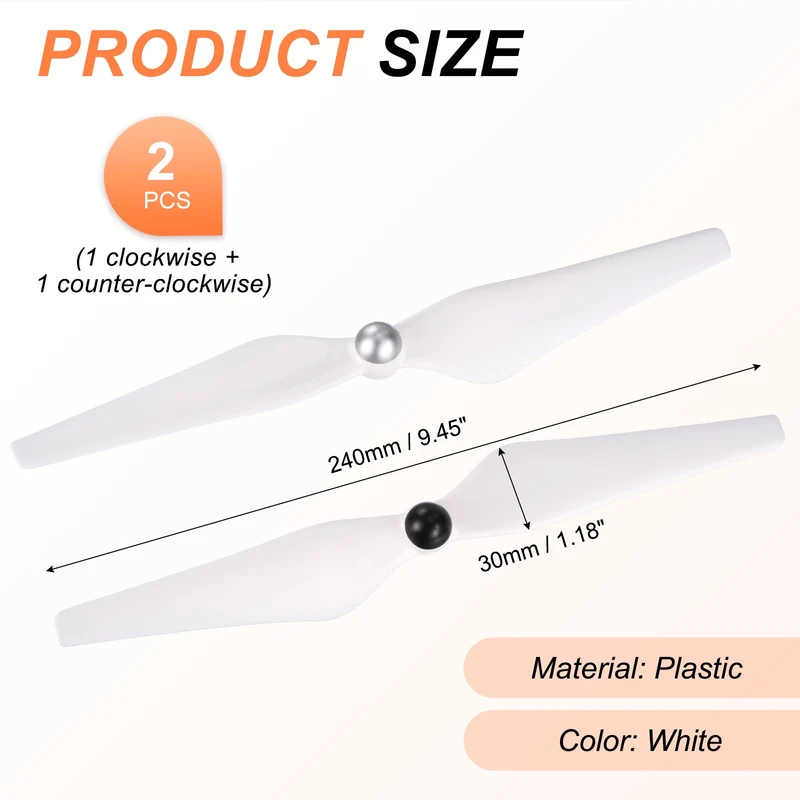 2Pcs 9Inch Plastic Propellers Self-Tightening for Phantom 3 White