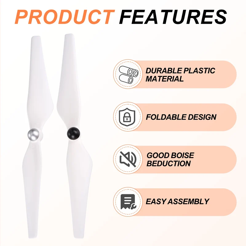 2Pcs 9Inch Plastic Propellers Self-Tightening for Phantom 3 White
