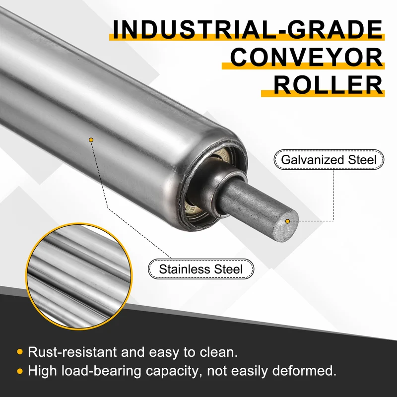 Stainless Steel Conveyor Roller 1" x 24" (25 x 600mm) Gravity Rollers 4 Pcs