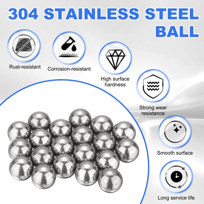 5-Pack Bearing Balls, 14mm 304 Stainless Steel G100 Metal Precision Balls
