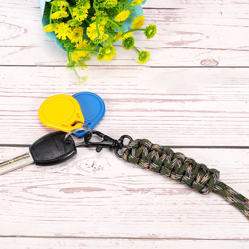 20 Inch Paracord Lanyard, Braided Lanyard Necklace Keychain Badge Lanyard with Alloy Clip for Keys ID Card Badge Holder, Green