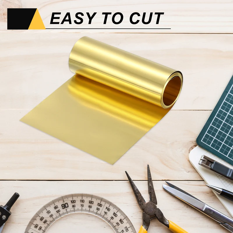 Brass Sheet Roll, 0.13 x 150 x 2500mm Metal Flashing Brass Foil Roll, Gold