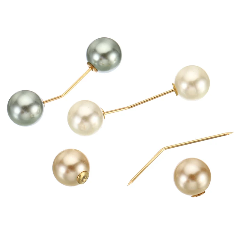 Pearl Brooch Pins 1.8 Inch Metal Faux Pearl Clips, Gray/White/Gold, 3pcs