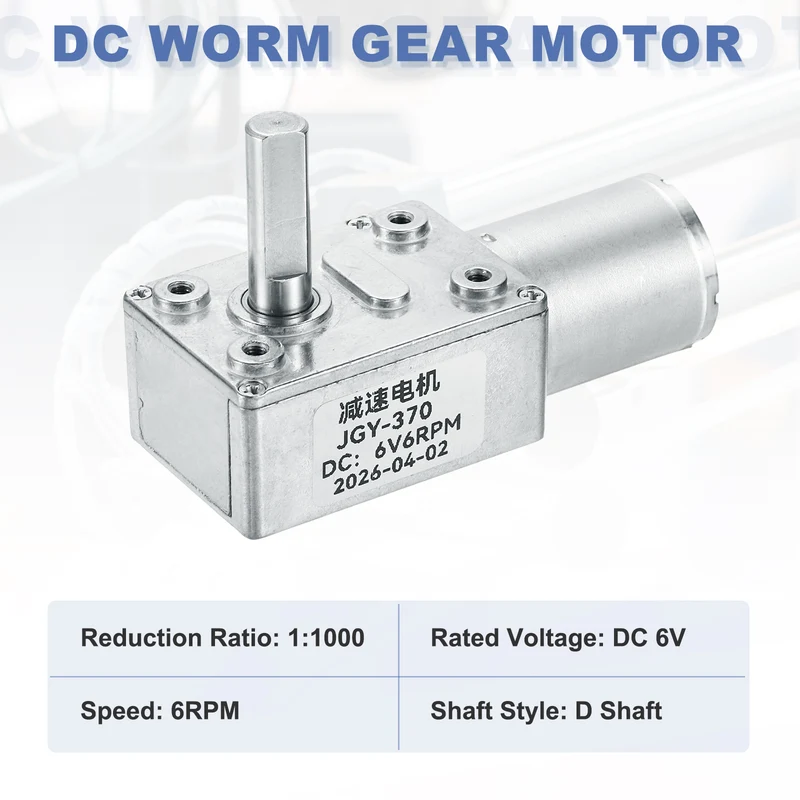 DC 6V 6RPM High Torque Worm Geared Motor JGY-370 Motor with Bracket Screws