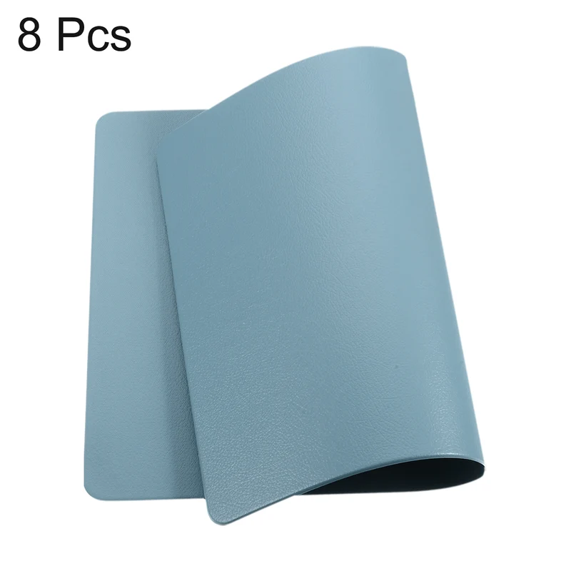 Placemats Set of 8, 12 x 18 Inch PVC Heat Resistant Table Mats for Table (Blue)