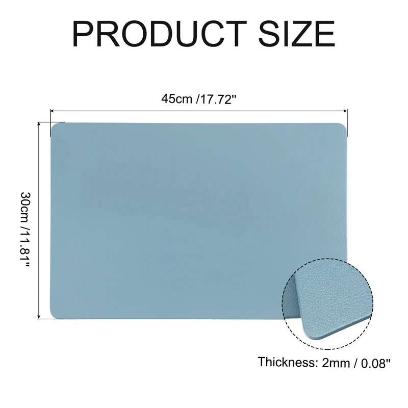 Placemats Set of 4, 12 x 18 Inch PVC Heat Resistant Table Mats for Table (Blue)