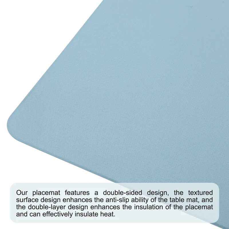 Placemats Set of 4, 12 x 18 Inch PVC Heat Resistant Table Mats for Table (Blue)