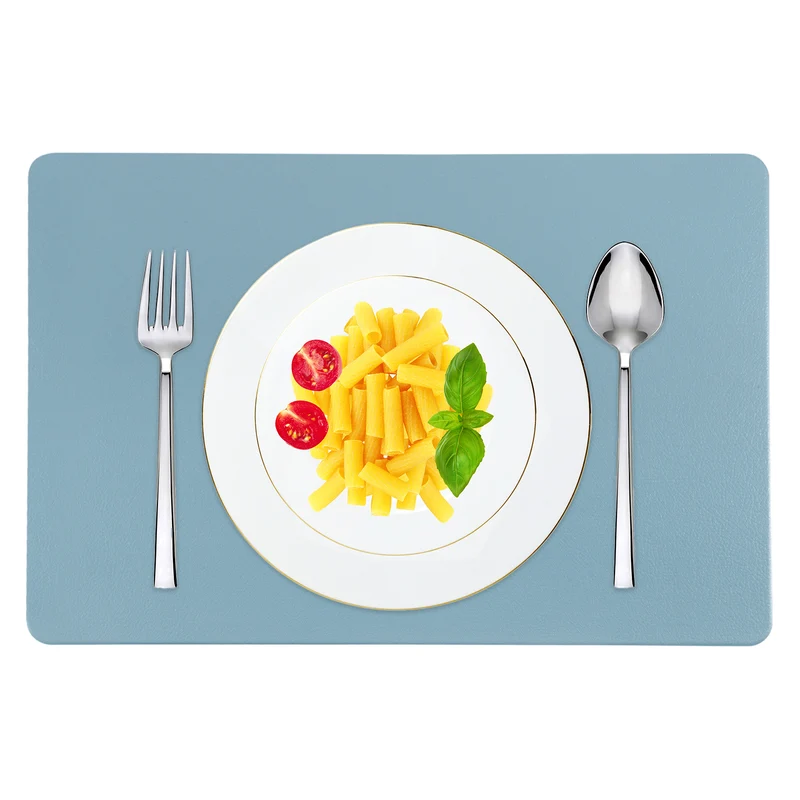Placemats Set of 4, 12 x 18 Inch PVC Heat Resistant Table Mats for Table (Blue)