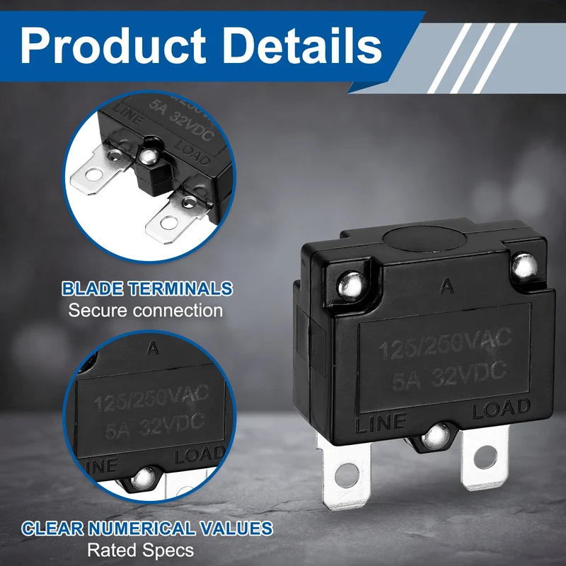 3pcs Thermal Circuit Breakers Automatic Reset 5A 125/250VAC 32VDC