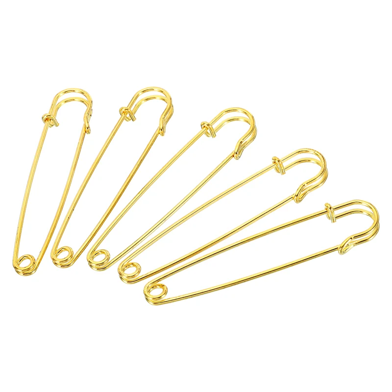 Safety Pins 3.5 Inch Large Metal Sewing Pins Gold Tone 10Pcs
