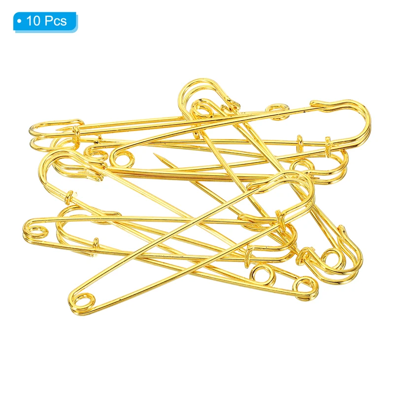 Safety Pins 3.5 Inch Large Metal Sewing Pins Gold Tone 10Pcs