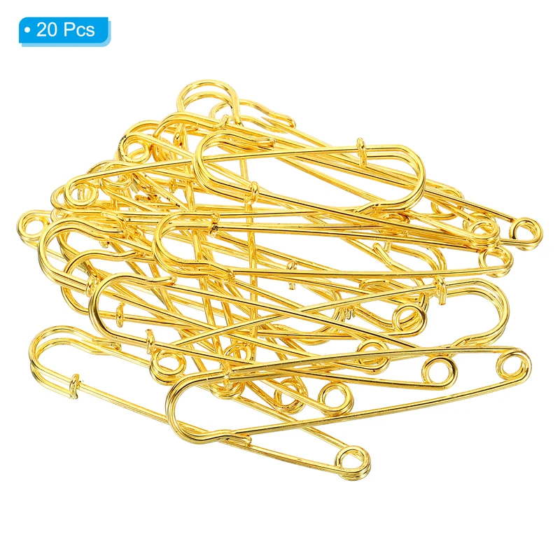 Safety Pins 3.5 Inch Large Metal Sewing Pins Gold Tone 20Pcs