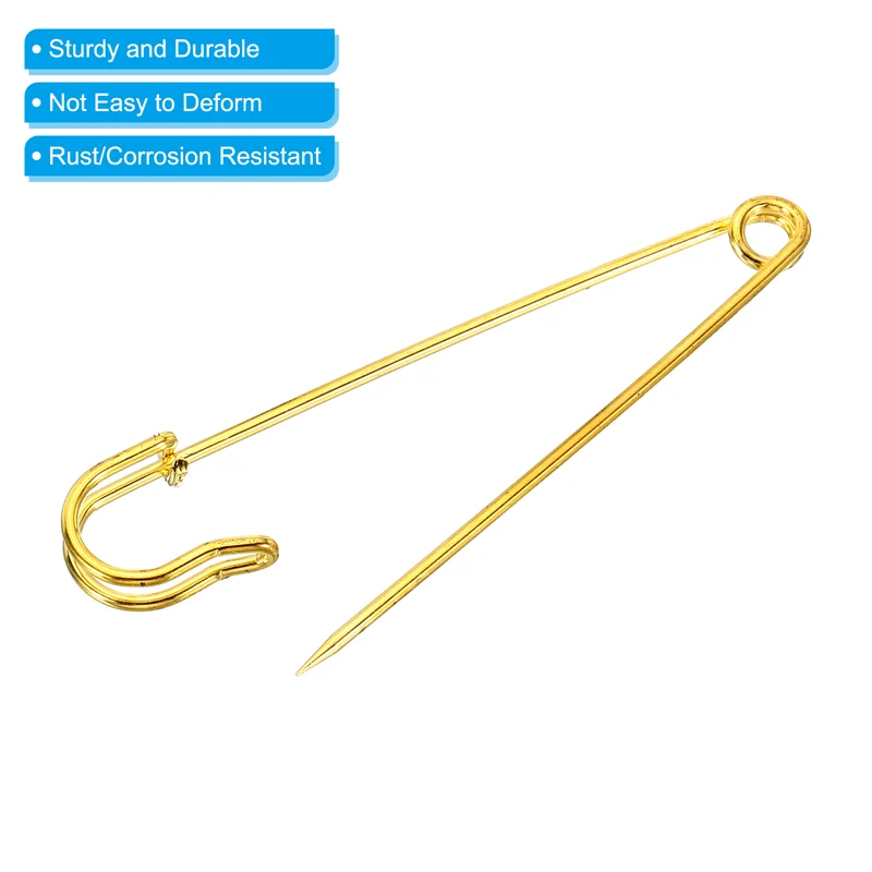 Safety Pins 3.5 Inch Large Metal Sewing Pins Gold Tone 20Pcs