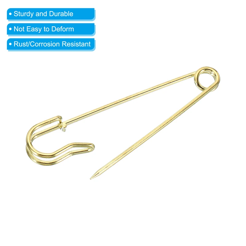 Safety Pins 2.95 Inch Large Metal Sewing Pins Gold Tone 20Pcs
