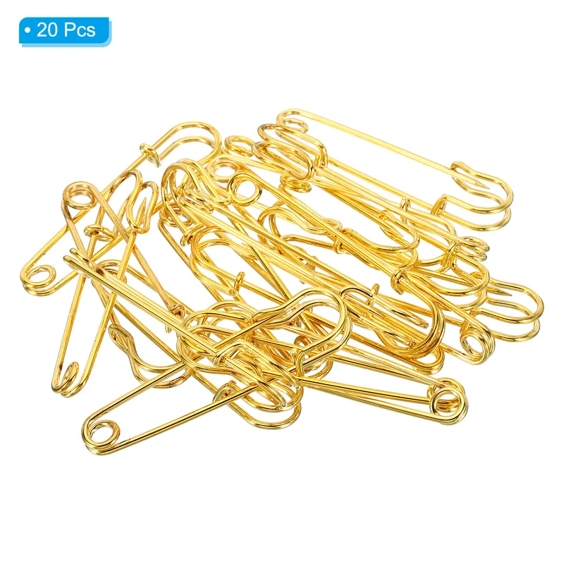 20Pcs Safety Pins 2.76 Inch Large Metal Sewing Pins Gold Tone