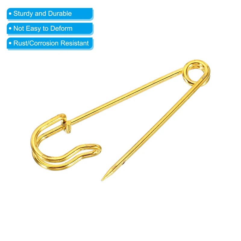 Safety Pins 1.97 Inch Large Metal Sewing Pins Gold Tone 20Pcs