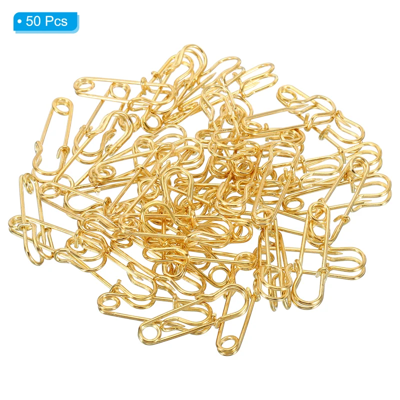 Safety Pins 1.06 Inch Large Metal Sewing Pins Gold Tone 50Pcs