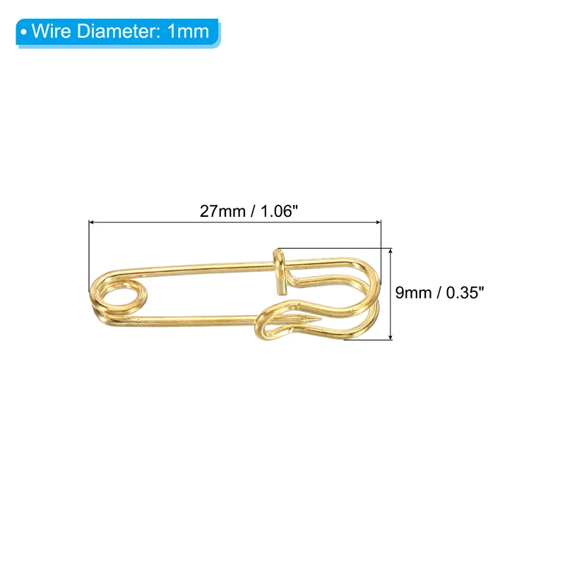 20Pcs Safety Pins 1.06 Inch Large Metal Sewing Pins Gold Tone