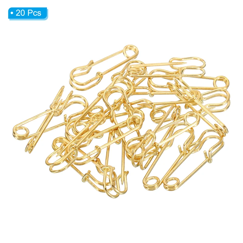 20Pcs Safety Pins 1.06 Inch Large Metal Sewing Pins Gold Tone