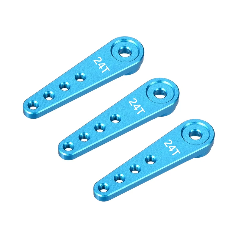 3 Pcs Aluminum Servo Horn Long 24T Steering Arm 37mm Length Blue