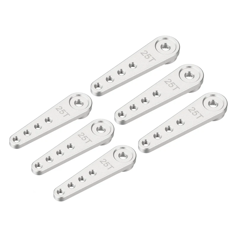 6 Pcs Aluminum Servo Horn Long 25T Steering Arm 37mm Length Silver