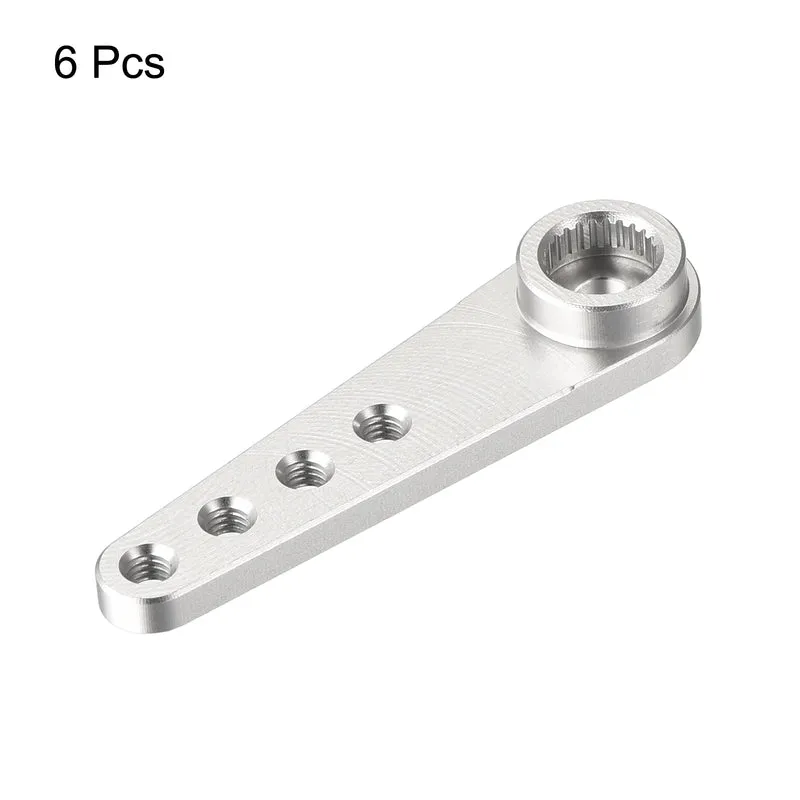 6 Pcs Aluminum Servo Horn Long 25T Steering Arm 37mm Length Silver