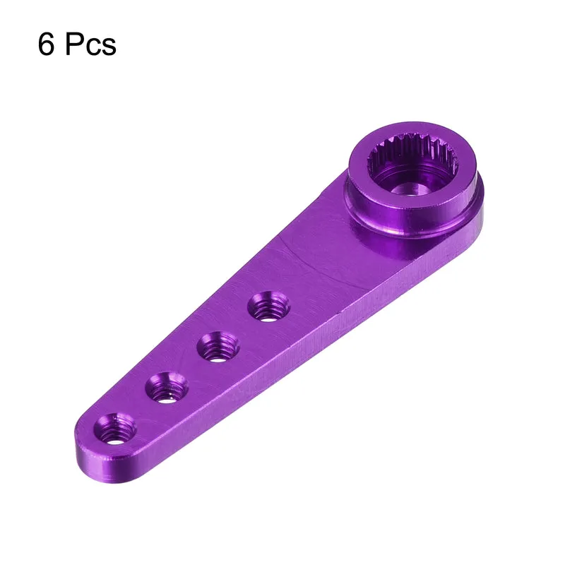 6 Pcs Aluminum Servo Horn Long 25T Steering Arm 37mm Length Purple