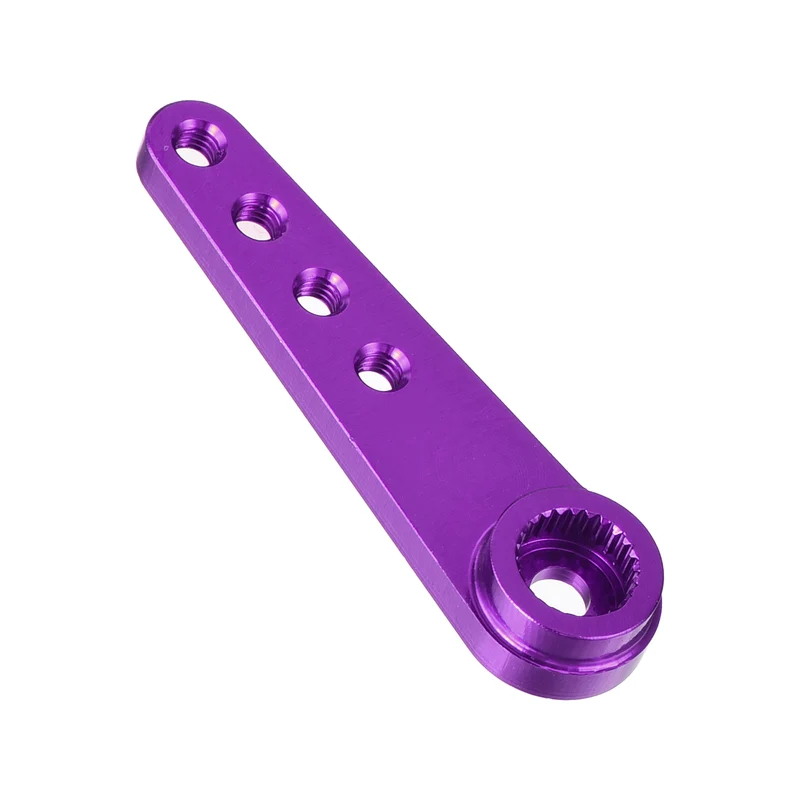 6 Pcs Aluminum Servo Horn Long 25T Steering Arm 37mm Length Purple