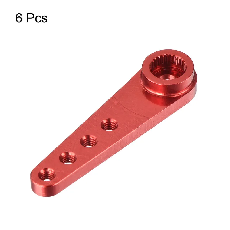 6 Pcs Aluminum Servo Horn Long 25T Steering Arm 37mm Length Red