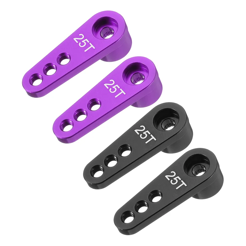 Metal 25T Steering Servo Single Arm Horn Purple & Black for RC Car 4 Pcs
